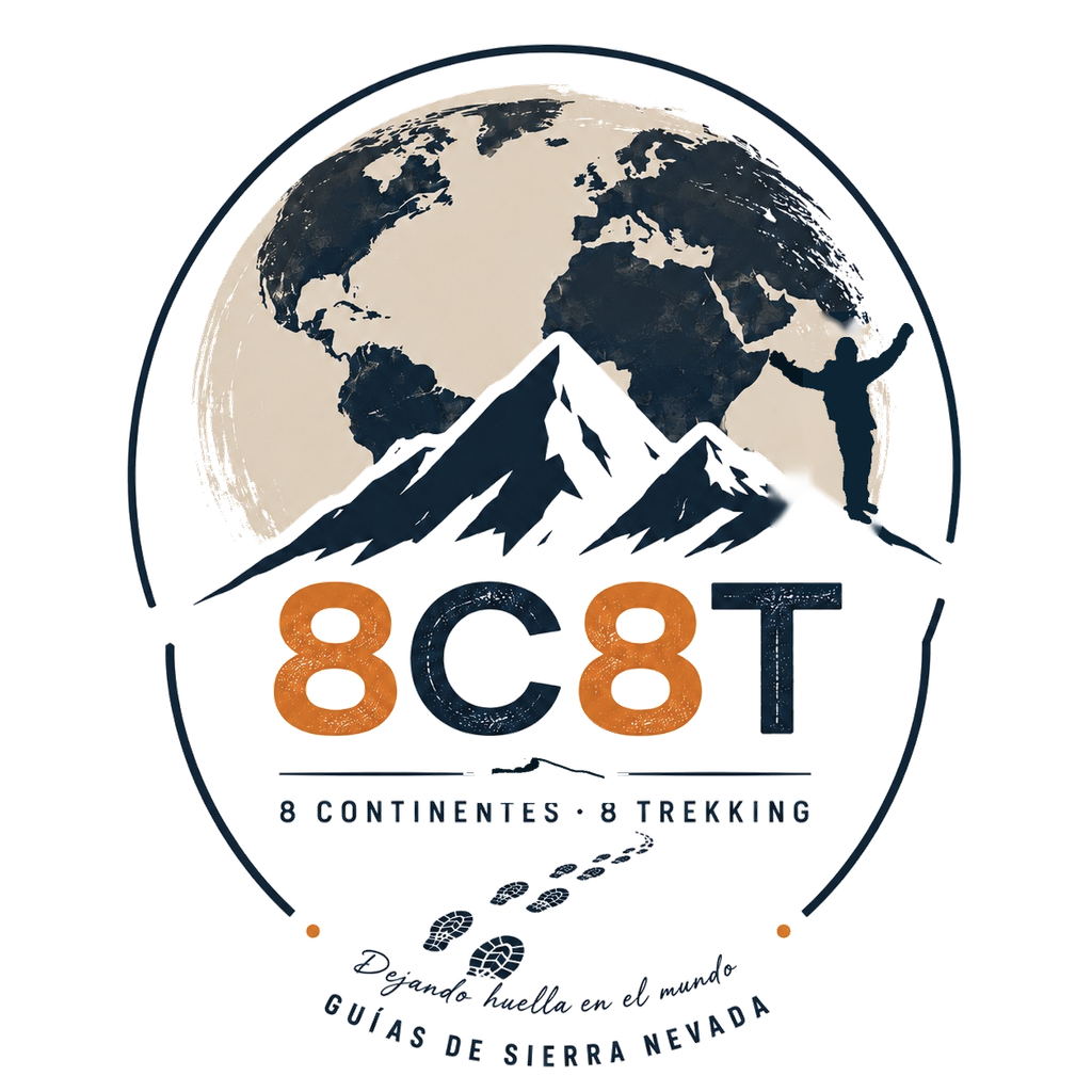 8 Continentes . 8 Trekkings 1 logo 8c8t silueta azul continentes